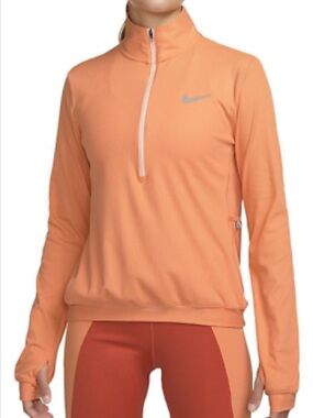 Nike Element Running 1/2 Zip Mid Layer Women Top Shirt Dri-FIT Orange - Size M